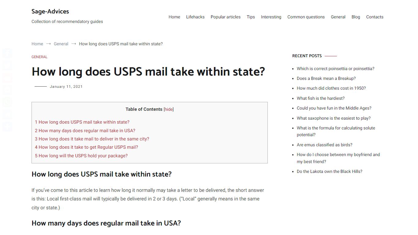 How long does USPS mail take within state? – Sage-Advices